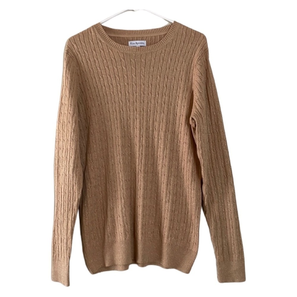 (NWOT) Kim Rogers Tan/Metalic Gold Sweater - size L